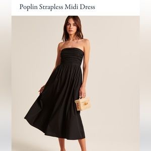 Black, strapless midi Abercrombie dress. Small Petite